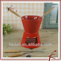 Rote Steinzeug Fondue Set mit Gabel